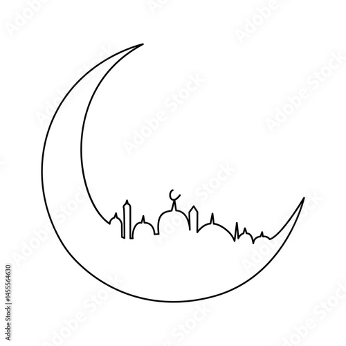 The moon one line art on a white artboard looks clean and peaceful