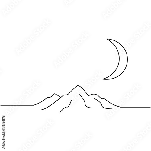 The moon one line art on a white artboard looks clean and peaceful
