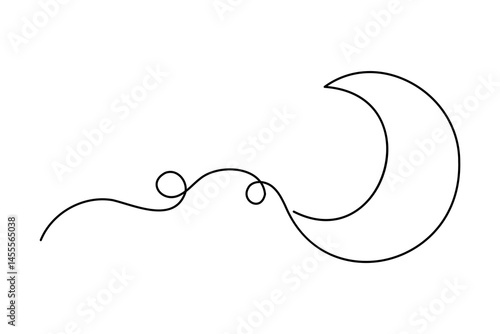 The moon one line art on a white artboard looks clean and peaceful