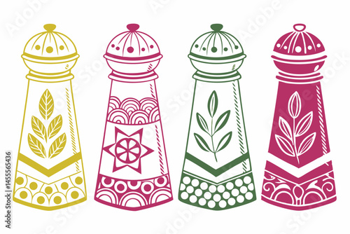 set of Salt Shaker vector silhouette illustration isolated on white background