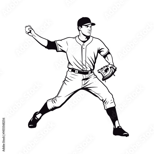 Vector Baseball Player Throwing Ball.
