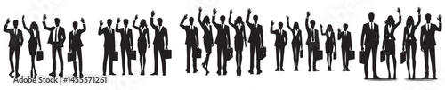 vector silhouette of business people standing waving hands