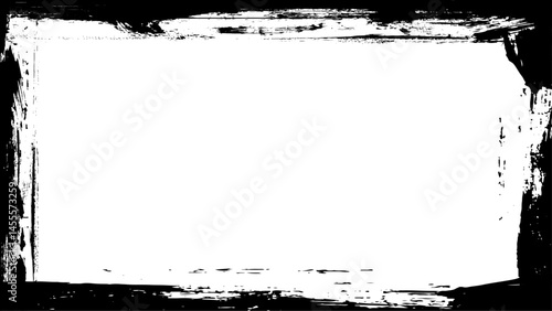 Vector Frames. rectangles for image. distress texture . Grunge Black borders isolated on the background. 