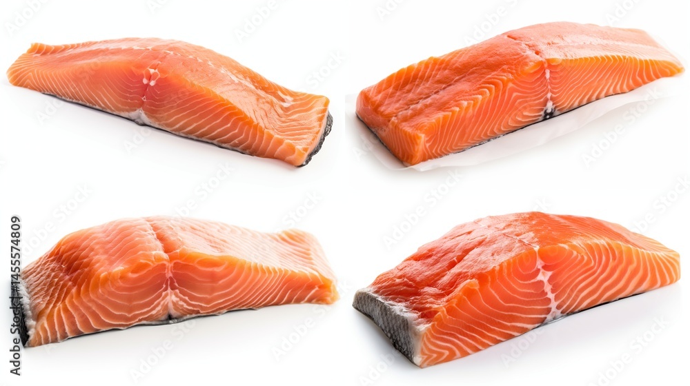 Raw salmon fillets isolated Raw salmon fillets isolated