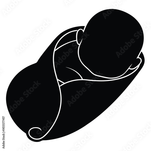 Minimalist Newborn in Blanket Vector