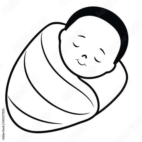 Swaddled Baby Minimalist Vector Art