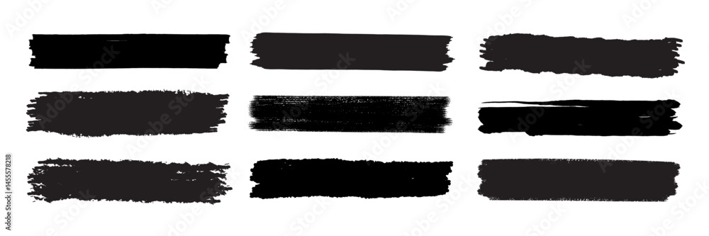 Set of Brush strokes text boxes, Paintbrush Grunge design elements, Hand drawn Grunge texture, Horizontal, Lines, vector illustrator Set of Brush strokes text boxes, Paintbrush Grunge design elements, Hand drawn Grunge texture, Horizontal, Lines, vector illustrator