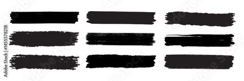 Set of Brush strokes text boxes, Paintbrush Grunge design elements, Hand drawn Grunge texture, Horizontal, Lines, vector illustrator