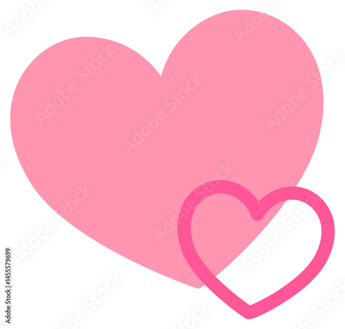 ピンクのシンプルな2つのハートマーク