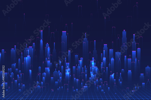 Abstract horizontal building concept design with skyscrapers for city illustration. Graphic concept for your design.