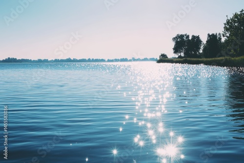 Clear lake with water sparkle, summer feel