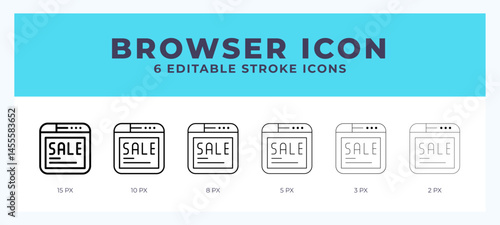 Browser icon in thin line. Bold line. Regular line. Editable stroke.