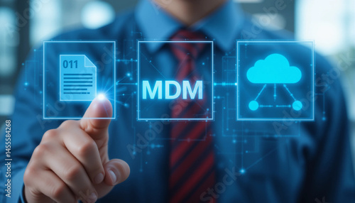 MDM or Master Data Management concept. Consistency, Accuracy, Integration, Governance, Standards, Reliability, Hierarchy, Accessibility, Compliance. Master Data Information Technology