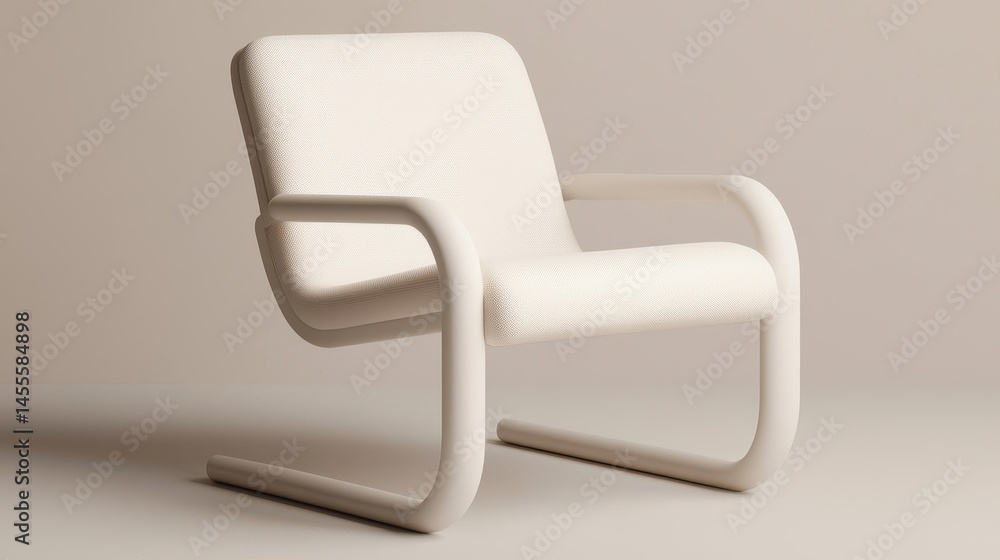 Modern Minimalist Chair Design in Soft White Upholstery Modern Minimalist Chair Design in Soft White Upholstery