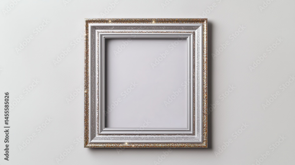 Fototapeta premium Ornate Empty Picture Frame Decorated with Gold Accents on Wall