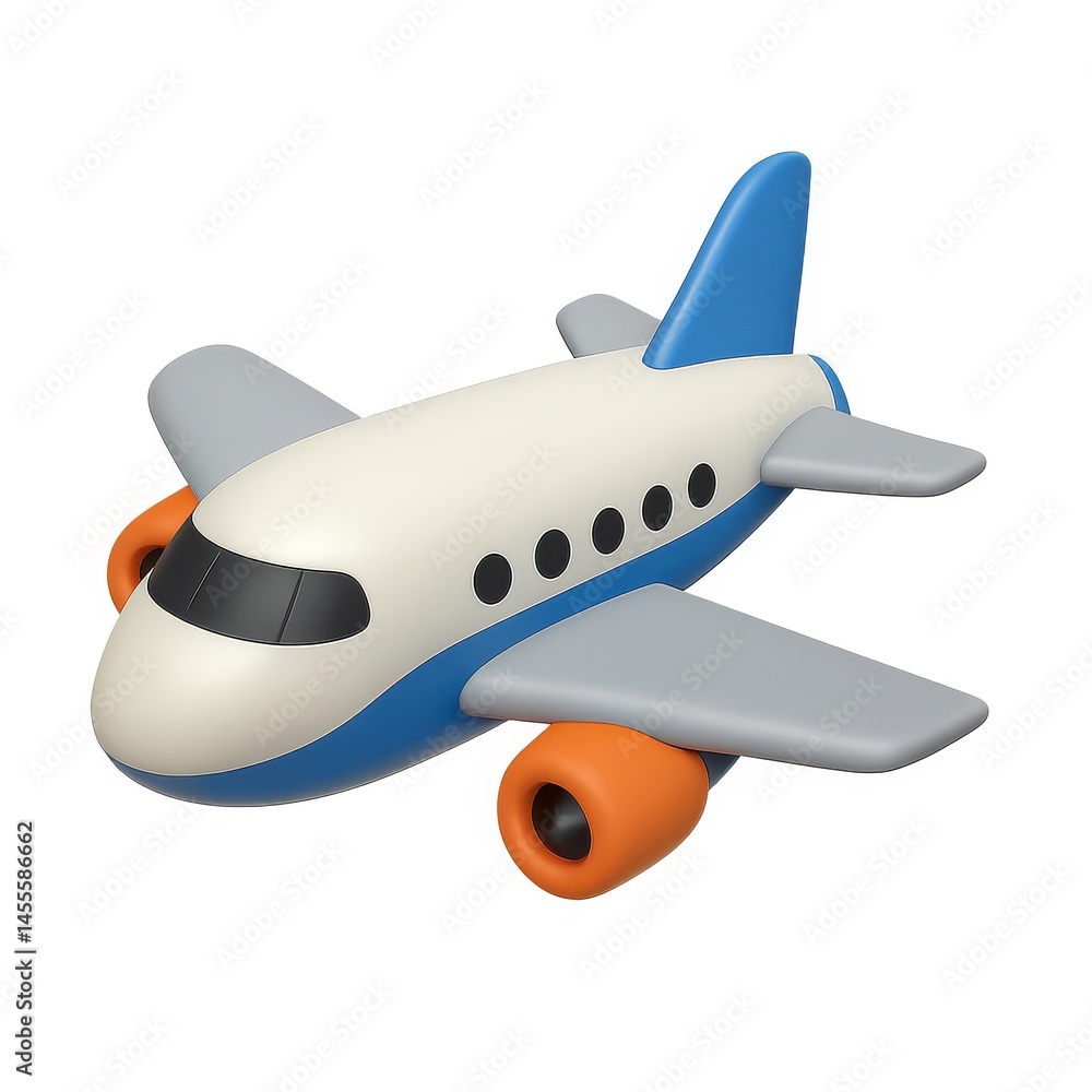 Fototapeta premium 3D Isolated Airplane Model with Simple Design and Vibrant Colors