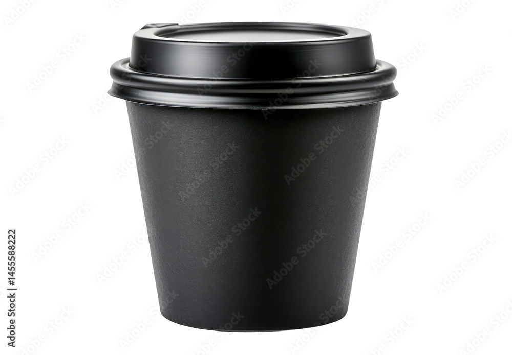 Matte black disposable coffee cup with lid Matte black disposable coffee cup with lid