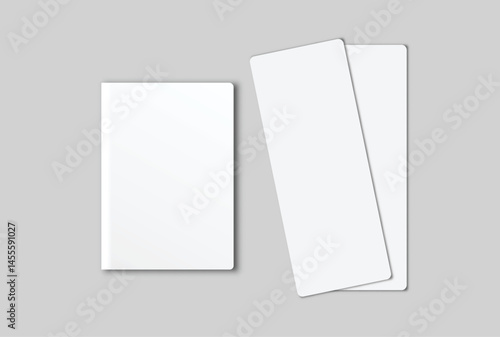 Passport with flight boarding pass, tickets mockup. Vector realistic template for presentation passenger check in, immigration, customs control, identification document. international tourism travel
