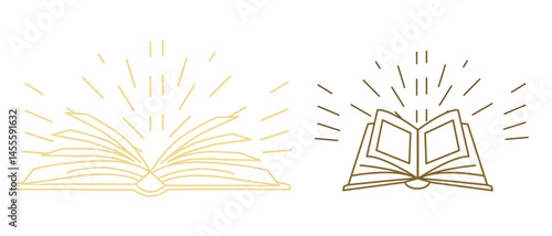 Open Book with Rays of Light Vector Illustration