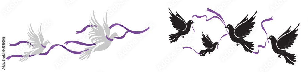 Fototapeta premium Peaceful Doves in Flight Vector Design Elements