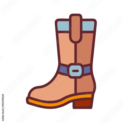 Cowboy Leather Boot Icon Design