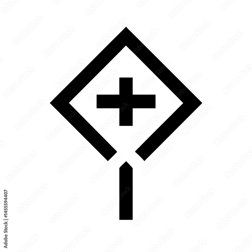 Obraz premium Crossroad Caution Sign Icon Design