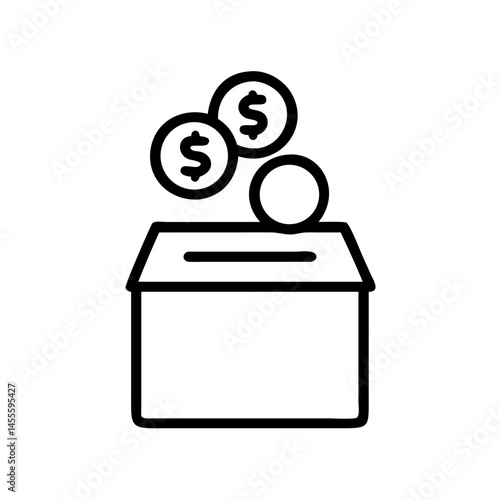 Donation Box with Coins Icon Design