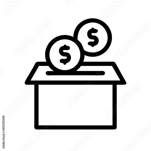 Donation Box with Coins Icon Design