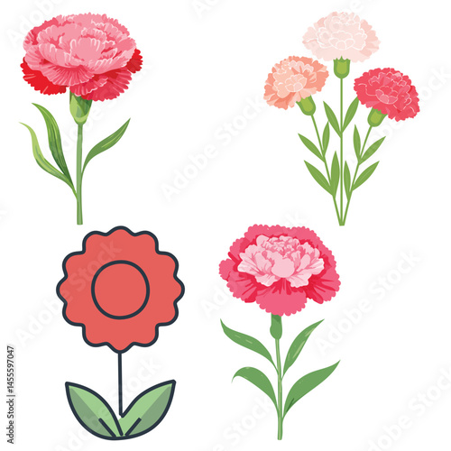 Delicate Carnation Flower Illustration – Botanical Art for Prints, Design & Decor