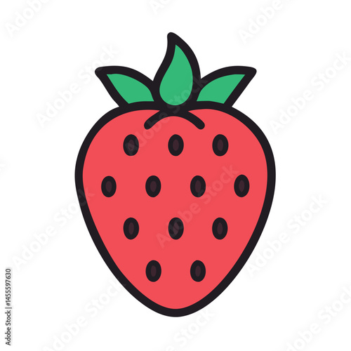Fresh Strawberry Fruit Icon Design