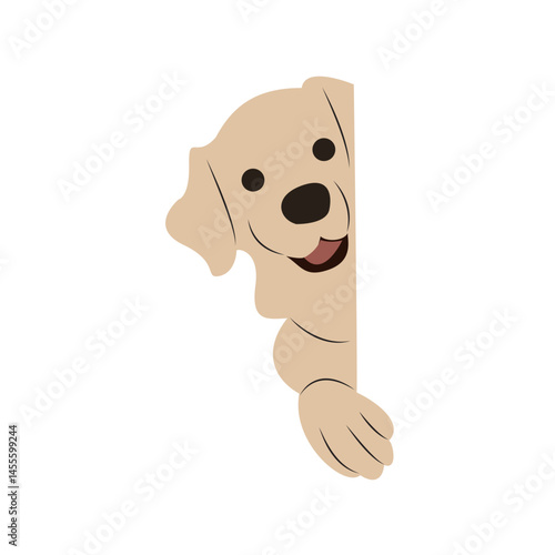 Happy Labrador Peeking Corner Illustration