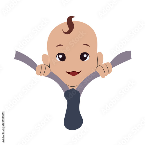 Baby Peeking Suit Business Cartoon Illustration