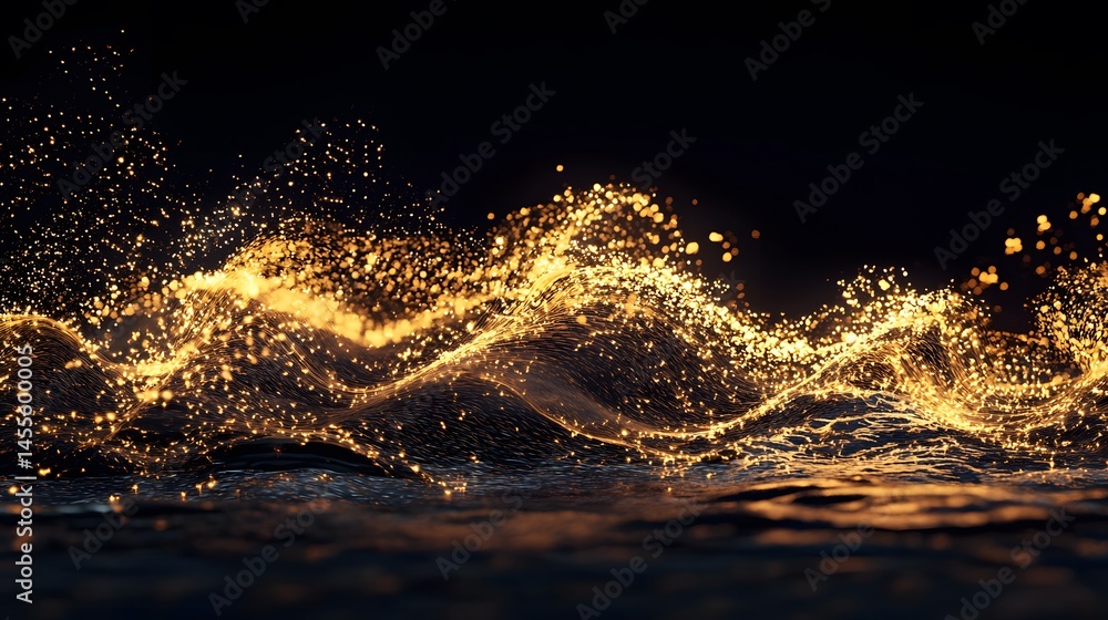 Fototapeta premium Wave-shaped Fireworks: Dynamic wave-shaped fireworks, symbolizing movement and fluidity. 