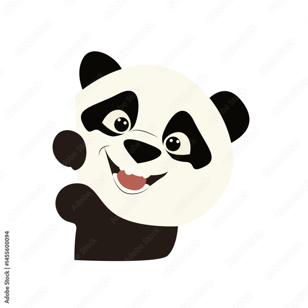 Happy Panda Cartoon Character Peeking Happy Panda Cartoon Character Peeking