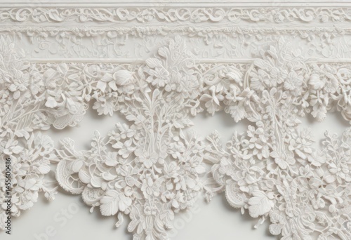 Delicate ivory lace trim on pure white, textured, ornate details ,  background texture,  classic,  craft
