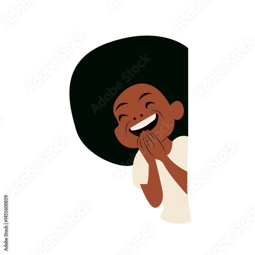 Happy Black Child Hiding Laughter