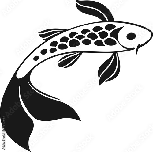 Detailed Monochrome Fish Drawing on White