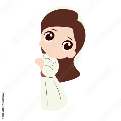 Cartoon Mary Peeking Illustration Clipart