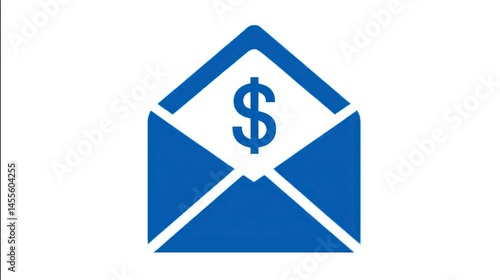 Free Download Financial Envelope Icon Blue Dollar Sign on White Background for Business Finance and Money - GFXLoad