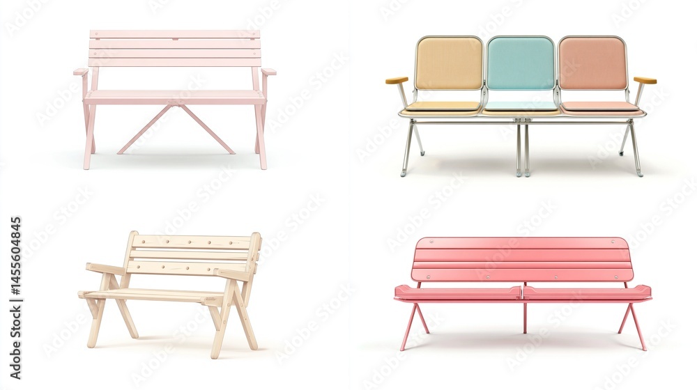 Colorful park benches Colorful park benches