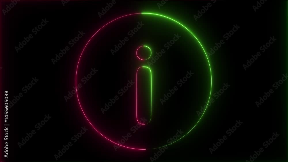 Glowing neon inquiry icon with animated question mark on black background. Glowing neon inquiry icon with animated question mark on black background.