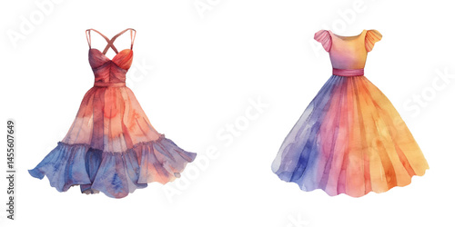 cute dress watercolor vector illustration