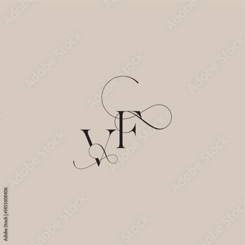 line and bold mix concept VF wedding serif monogram logo letter beautiful initial