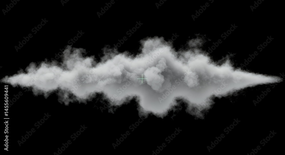 Isolated White Cloud Formation Against Black Background, perfect for compositing and digital art projects Isolated White Cloud Formation Against Black Background, perfect for compositing and digital art projects