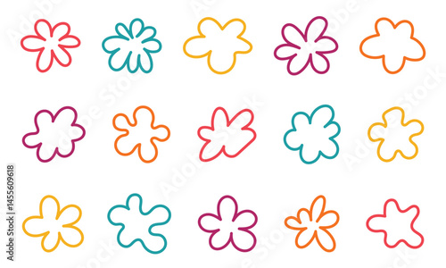 Flowers - abstract background elements for branding, packaging, prints and social media posts, set of minimalist design elements vector isolated on transparent background. EPS 10	
