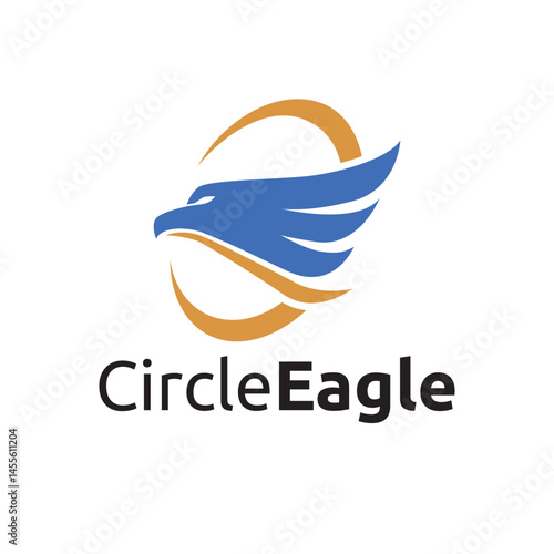 Circle Eagle Hawk Falcon Bird Animal Head Mascot Business Logo Template