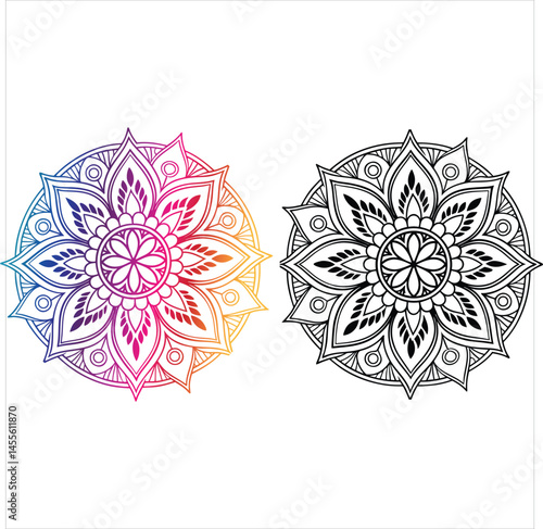 Explosao de Cores  Mandala Vetorial Premium para Criatividade e Bem-Estar