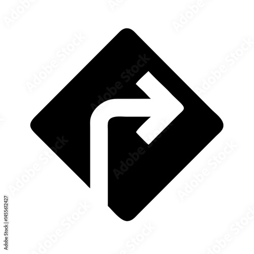 Left Curve Road Sign Icon Design