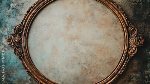 An ornate decorative oval gilded frame with textured background