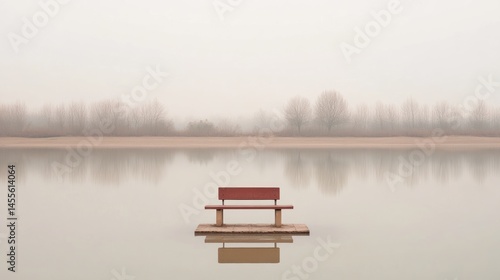 Solitude by the Lake: A Misty Morning's Tranquility